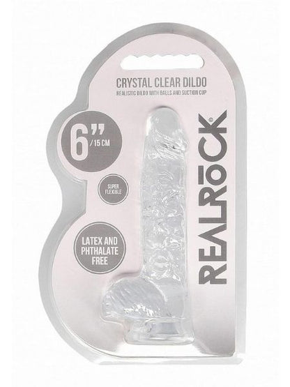 CRYSTAL CLEAR DILDO WITH BALLS 6 INCH