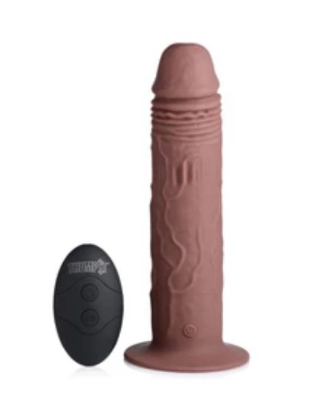 REMOTE CONTROL VIBRATING & THRUSTING DILDO DARK