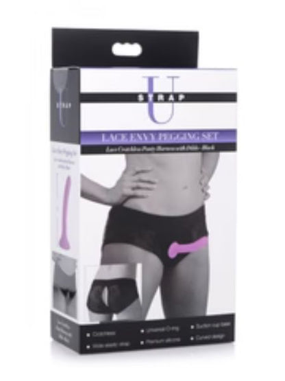 LACE ENVY PEGGING SET - BLACK/BLACK