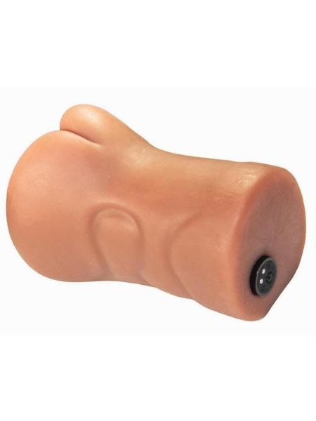 PUSSY/ASS EVELYN VIBRATING STROKER - CHOCOLATE