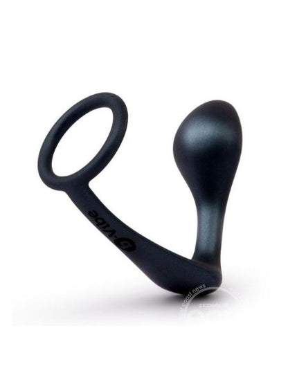 RINGER SILICONE COCK RING AND PLUG - BLACK