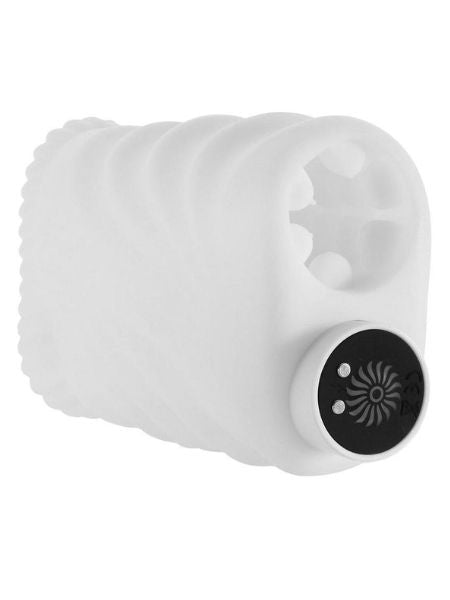 SILICONE RECHARGEABLE MASTURBATING STROKER - WHITE