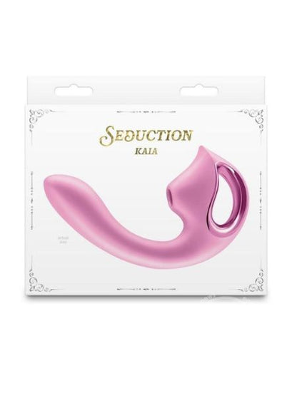 RECHARGEABLE SILICONE DUAL VIBRATOR WITH AIR PULSE CLITORAL STIMULATOR - PINK