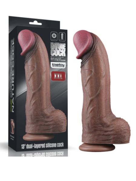 DUAL LAYERED SILICONE COCK XXL - 13 INCH