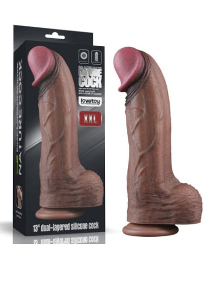 DUAL LAYERED SILICONE COCK XXL - 13 INCH