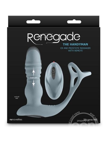 RECHARGEABLE SILICONE COCK RING AND PROSTATE MASSAGER WITH REMOTE - GRAY