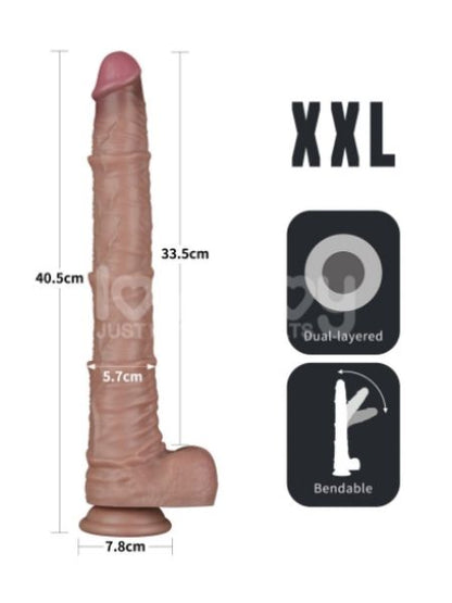 DUAL LAYERED BENDABLE SILICONE COCK XXXL - 16 INCH