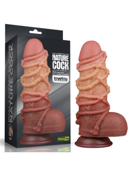 DUAL LAYERED PLATINUM SILICONE COCK WITH ROPE - 9.5 INCH