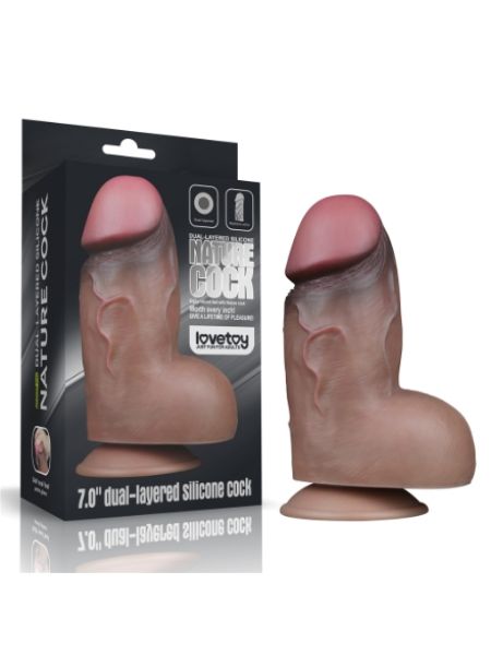 DUAL LAYERED PALTINUM SILICONE COCK - 7 INCH