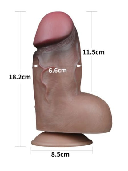 DUAL LAYERED PALTINUM SILICONE COCK - 7 INCH