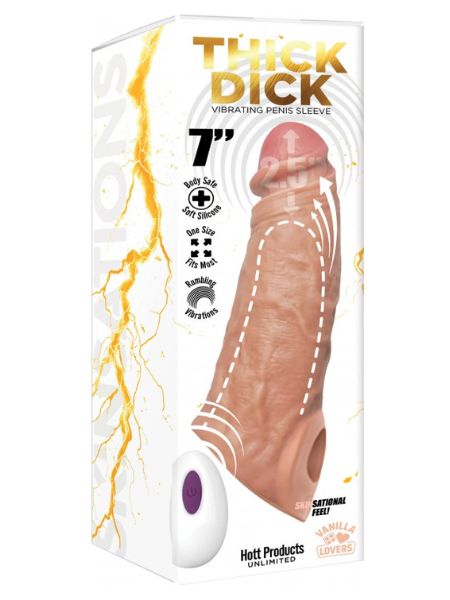 THICK DICK VIBRATING PENIS SILICONE SLEEVE 7 INCH