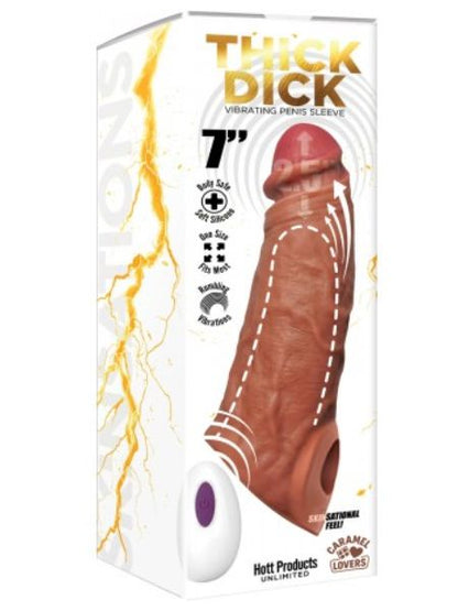 THICK DICK VIBRATING PENIS SILICONE SLEEVE 7 INCH