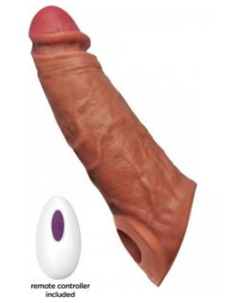 THICK DICK VIBRATING PENIS SILICONE SLEEVE 7 INCH