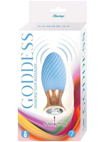 GOOESS DIAMOND TULIP RECHARGEABLE SILICONE MASSAGER - BLUE