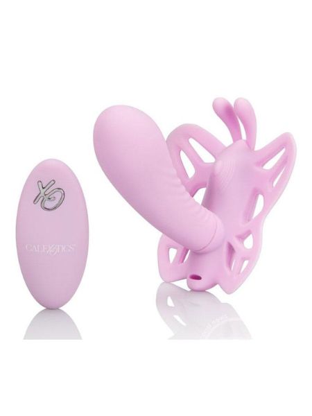 BUTTERFLY VENUS G SILICONE RECHARGEABLE STRAO-ON WITH REMOTE CONTROL - PINK