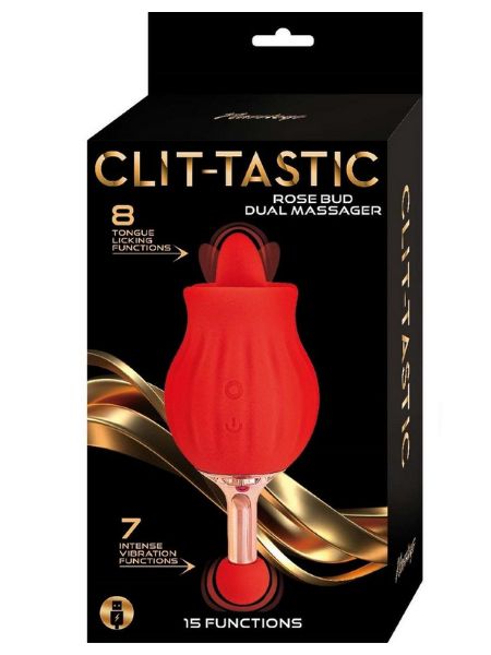 RECHARGEABLE SILICONE DUAL MASSAGER WITH CLITORAL STIMULATOR