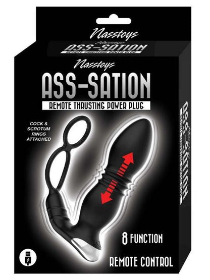 THRUSTING RECHARGEABLE SILICONE POWER PLUG WITH COCK RING