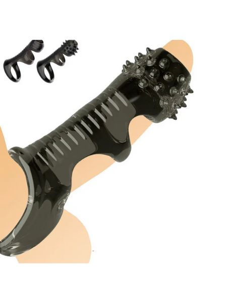 EJACULATION DELAY PENIS  RING WITH WOMEN'S CLITORIS STIMULATOR EXTENDER