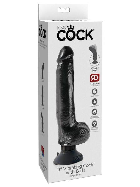 VIBRATING DILDO WITH BALLS 9 IN