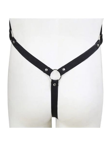 MALE BONDAGE HARNESS CHASTITY BELT PANTS AND LEATHER RESTRAINS