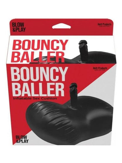 BOUNCY BALLER INFLATABLE CUSHION WITH DILDO AND FOOT PUMP - BLACK