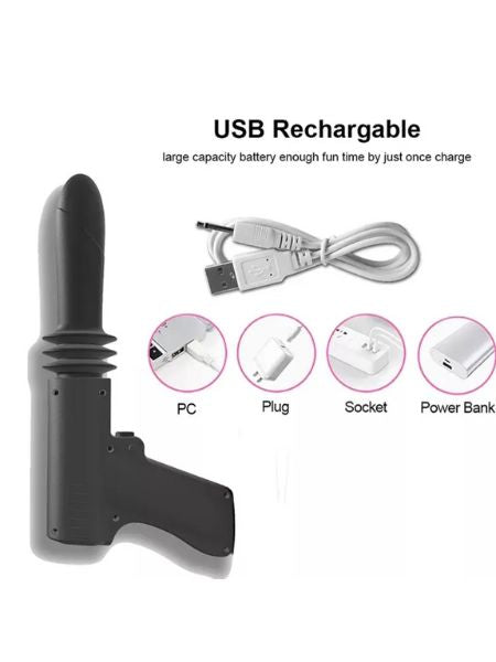 PISTOL AUTOMATIC THRUSTING TELESCOPIC CLITORIS VIBRATOR