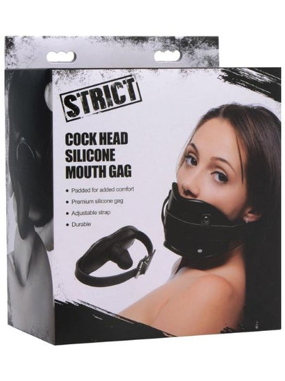 STICK COCK HEAD SILICONE MOUTH GAG - BLACK