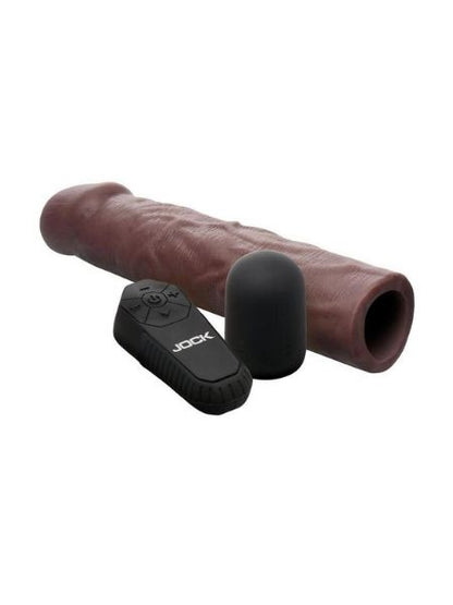 VIBRATING PENIS EXTENSION SLEEVE WITH REMOTE CONTROL - CHOCOLATE