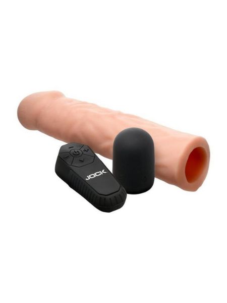 VIBRATING PENIS EXTENSION SLEEVE WITH REMOTE CONTROL - VANILLA
