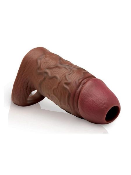 SILICONE PENIS EXTENSION SLEEVE - OPEN TOP - CHOCOLATE