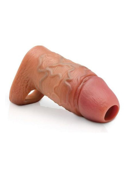 SILICONE PENIS EXTENSION SLEEVE - OPEN TOP - CARAMEL