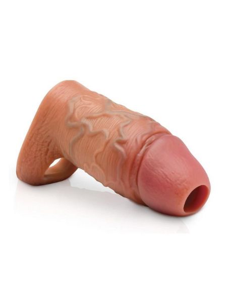SILICONE PENIS EXTENSION SLEEVE - OPEN TOP - CARAMEL
