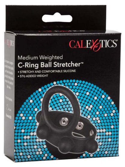 SILICONE MEDIUM WEIGHTED C - RING BALL STRETCHER COCK RING - BLACK