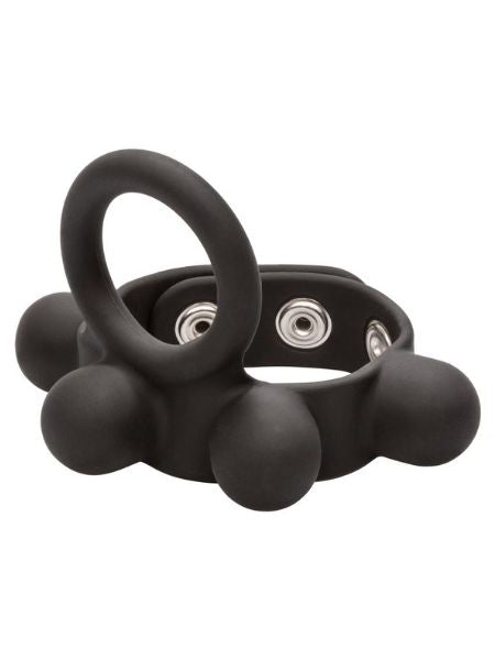 SILICONE MEDIUM WEIGHTED C - RING BALL STRETCHER COCK RING - BLACK