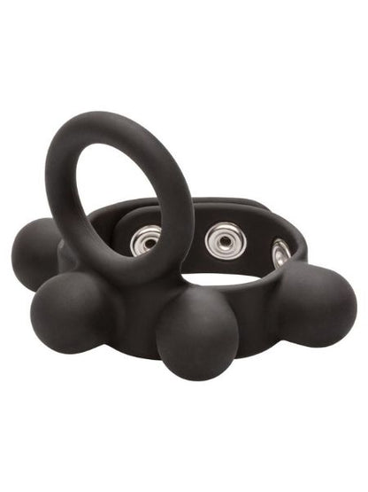 SILICONE MEDIUM WEIGHTED C - RING BALL STRETCHER COCK RING - BLACK