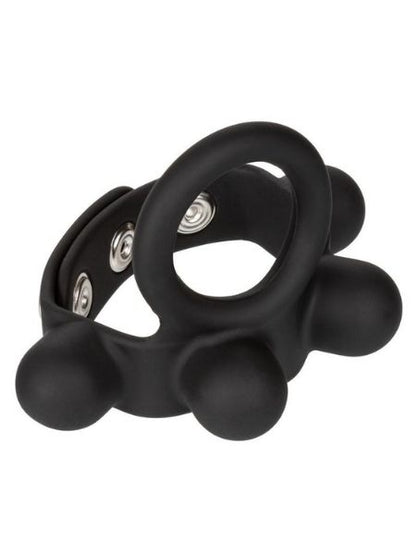 SILICONE MEDIUM WEIGHTED C - RING BALL STRETCHER COCK RING - BLACK