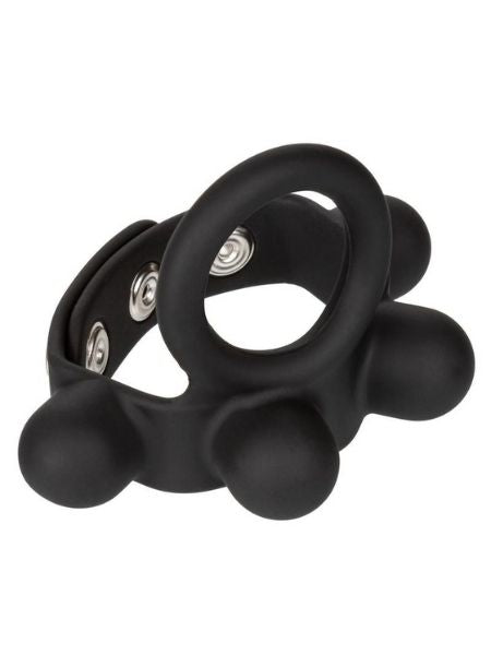 SILICONE MEDIUM WEIGHTED C - RING BALL STRETCHER COCK RING - BLACK