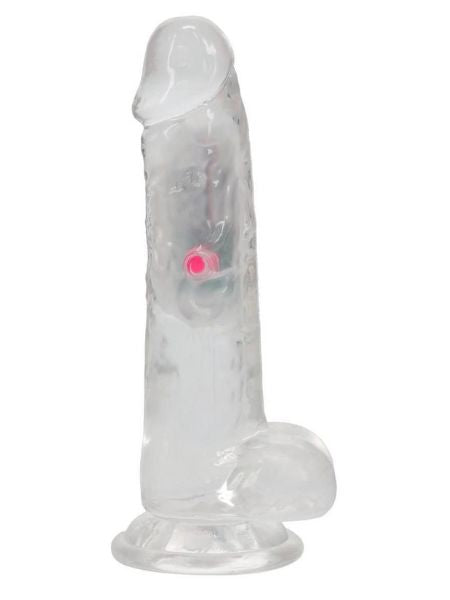 RECRGEABLE DILDO WITH BALLS AND REMOTE CONTROL 7 IN - CLEAR
