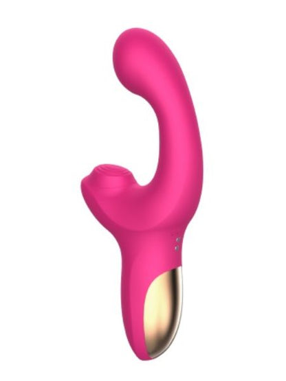 G-SPOT RECHARGEABLE SILICONE VIBRATOR WITH CLITORAL STIMULATOR - RED