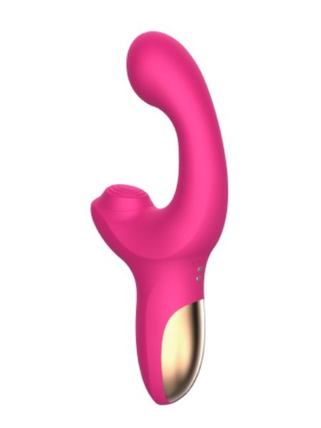 G-SPOT RECHARGEABLE SILICONE VIBRATOR WITH CLITORAL STIMULATOR - RED