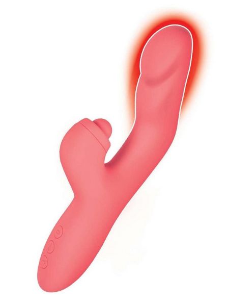 HEAT UP RECHARGEABLE SILICONE TAPPING RABBIT VIBRATOR