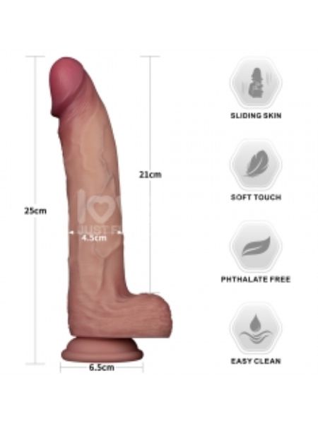 10"' SLIDING SKIN DUAL LAYER SILICONE DONG