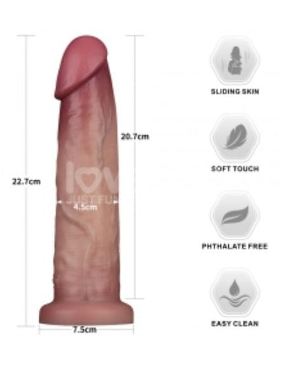 9'' SLIDING SKIN DUAL LAYER SILICONE DONG
