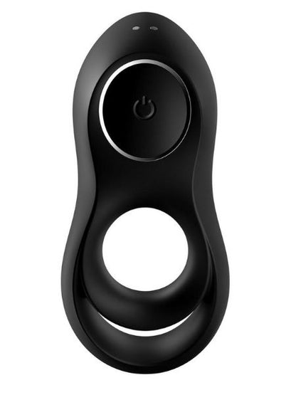 SATISFYER " LEGENDARY DUO " SILICONE VIBRATING COCK & BALL RING - BLACK