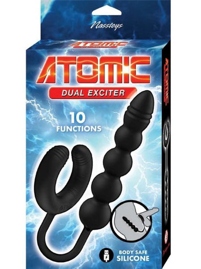 DUAL EXCITER SILICONE RECHARGEABLE ANAL STIMULATOR - BLACK