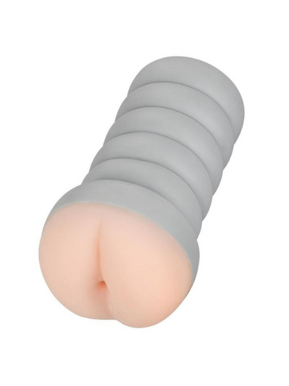 RIBBED GRIPPER DUAL DENSITY TEXTURED MASTURBATOR - ASS - VANILLA