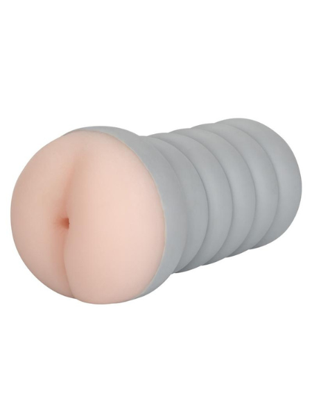 RIBBED GRIPPER DUAL DENSITY TEXTURED MASTURBATOR - ASS - VANILLA