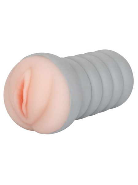 RIBBED GRIPPER DUAL DENSITY TEXTURED MASTURBATOR - PUSSY - VANILLA