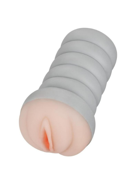 RIBBED GRIPPER DUAL DENSITY TEXTURED MASTURBATOR - PUSSY - VANILLA