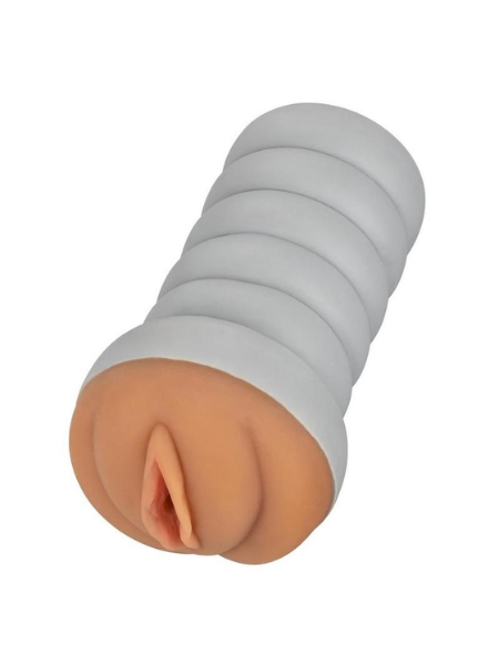 RIBBED GRIPPER TIGHT PUSSY DUAL DENSE TEXTURED MASTURBATORS - CHOCOLATE